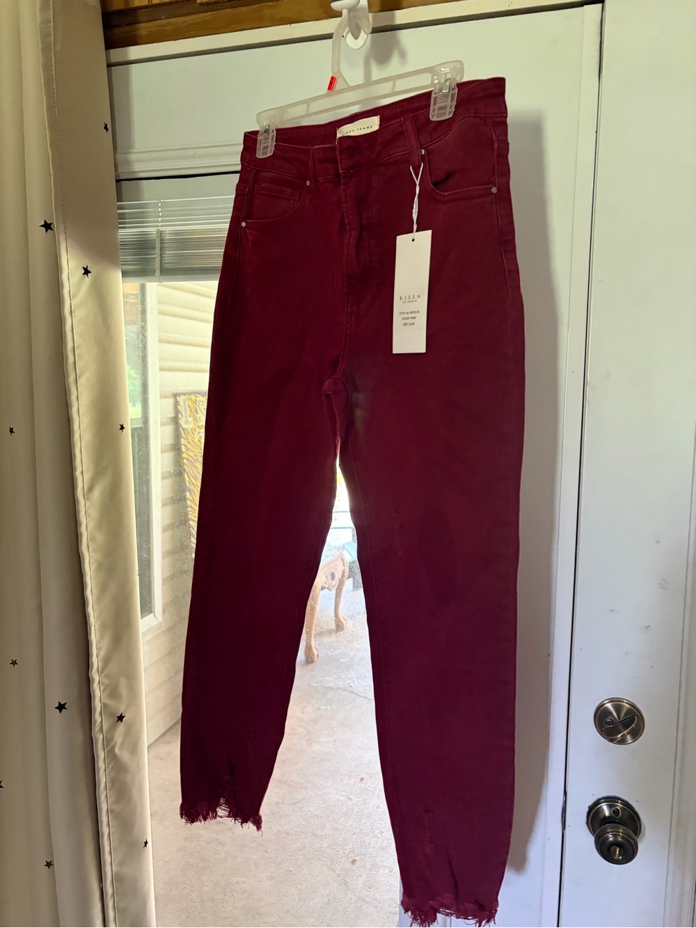 High-Rise Skinny Jeans in Deep Wine